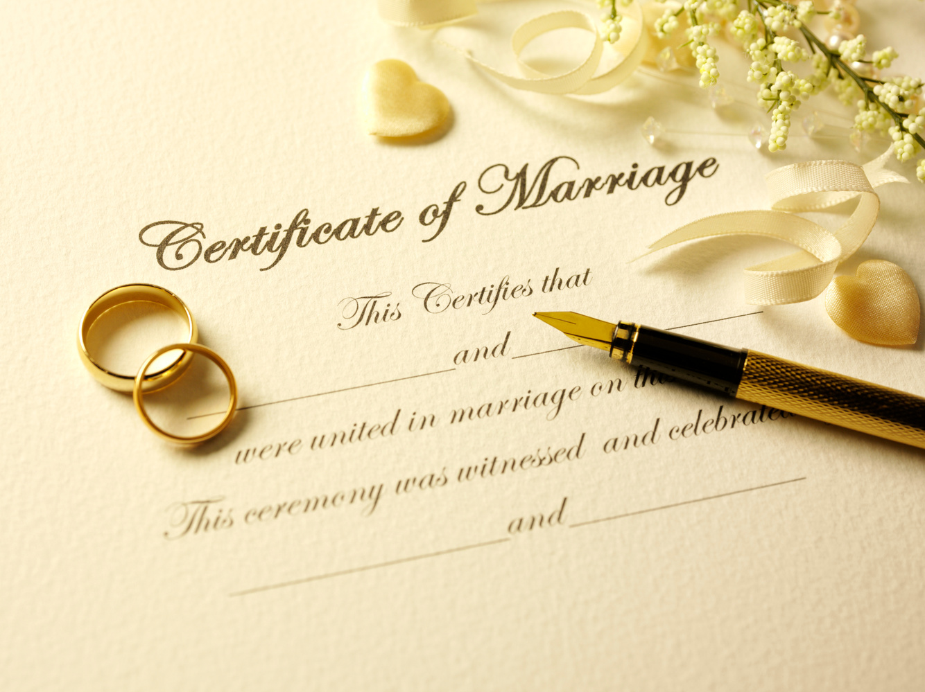Certificate of Marriage and Pen